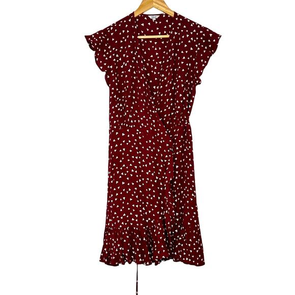 Rails Koreen Hearts Wrap Dress Womans Small Red Feminine Romantic - Picture 1 of 9